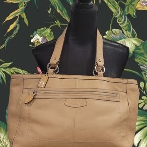 Coach Cream Shoulder Bag with Textured Leather